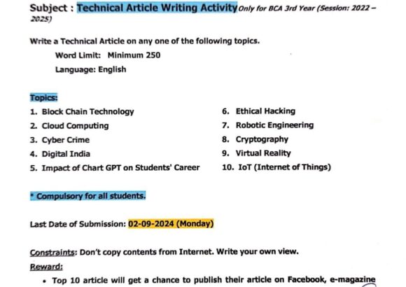 Technical Article Writing Activity..