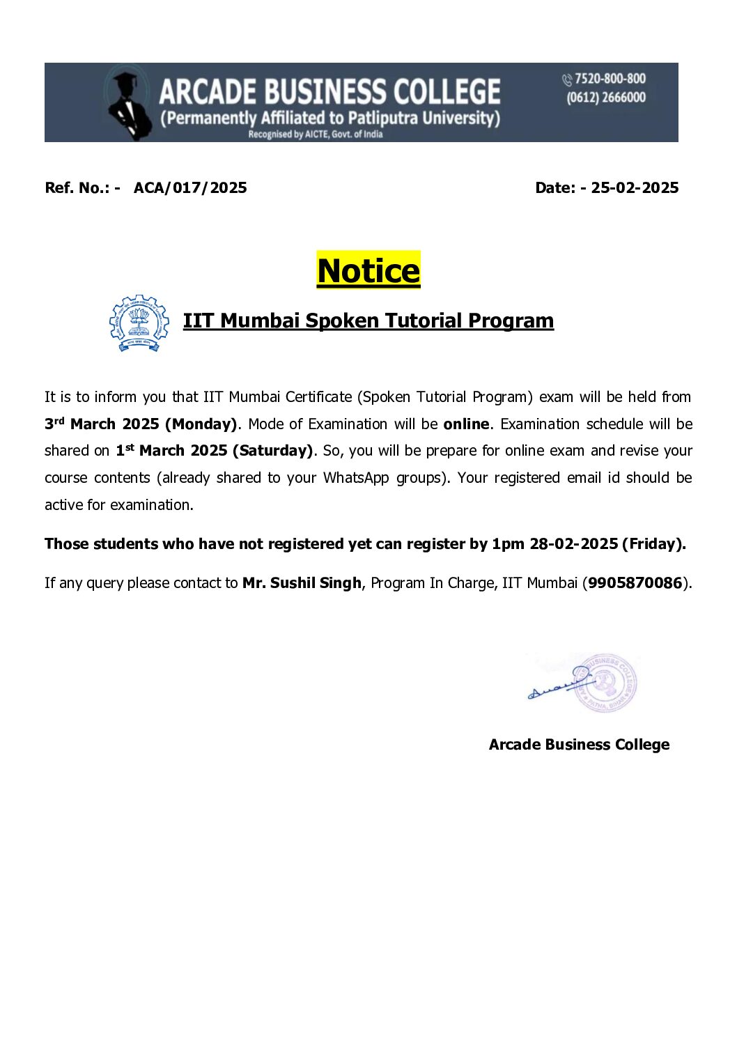 IIT Mumbai Certificate (Spoken Tutorial Program) exam will be held from 3rd March 2025 (Monday).